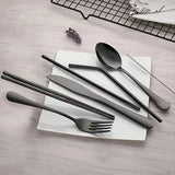 8 Pieces Stainless Steel Flatware Set Portable Travel Cutlery Set with Case Chopsticks Knife Fork Spoon Straws Cleaning Brush - Extra Image