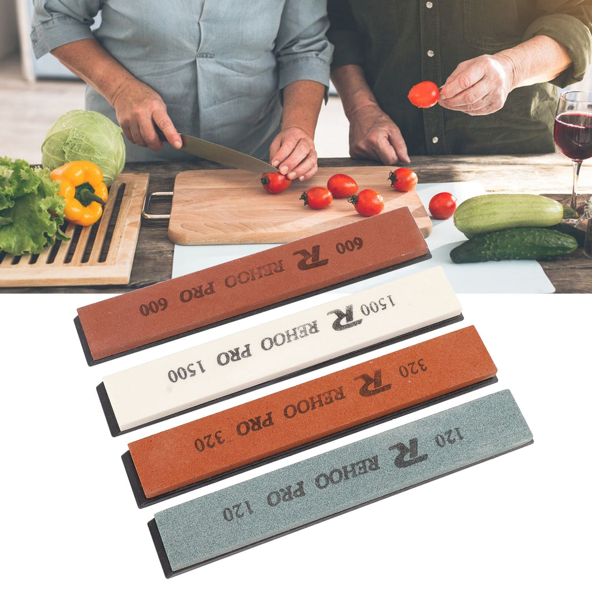 4Pcs Knife Sharpening Stone Knife Sharpener 120 320 600 1500 Grit for Scissors Chisels Axes