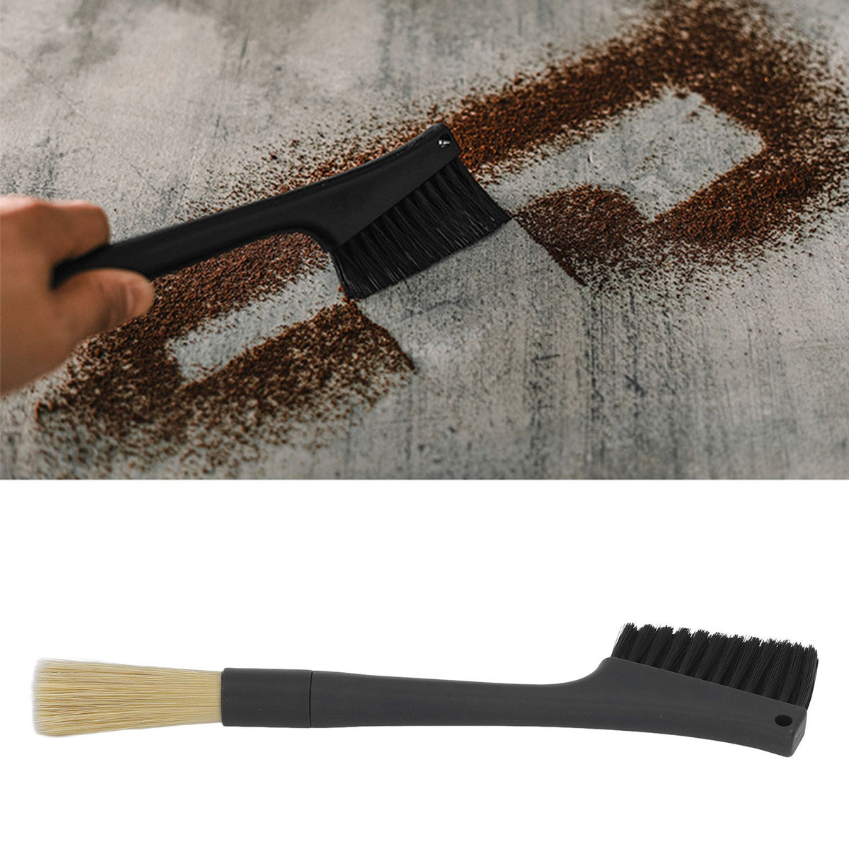 Coffee Machine Cleaning Brush Double Head Detachable Coffee Grinder Brush for Home Kitchen Bar