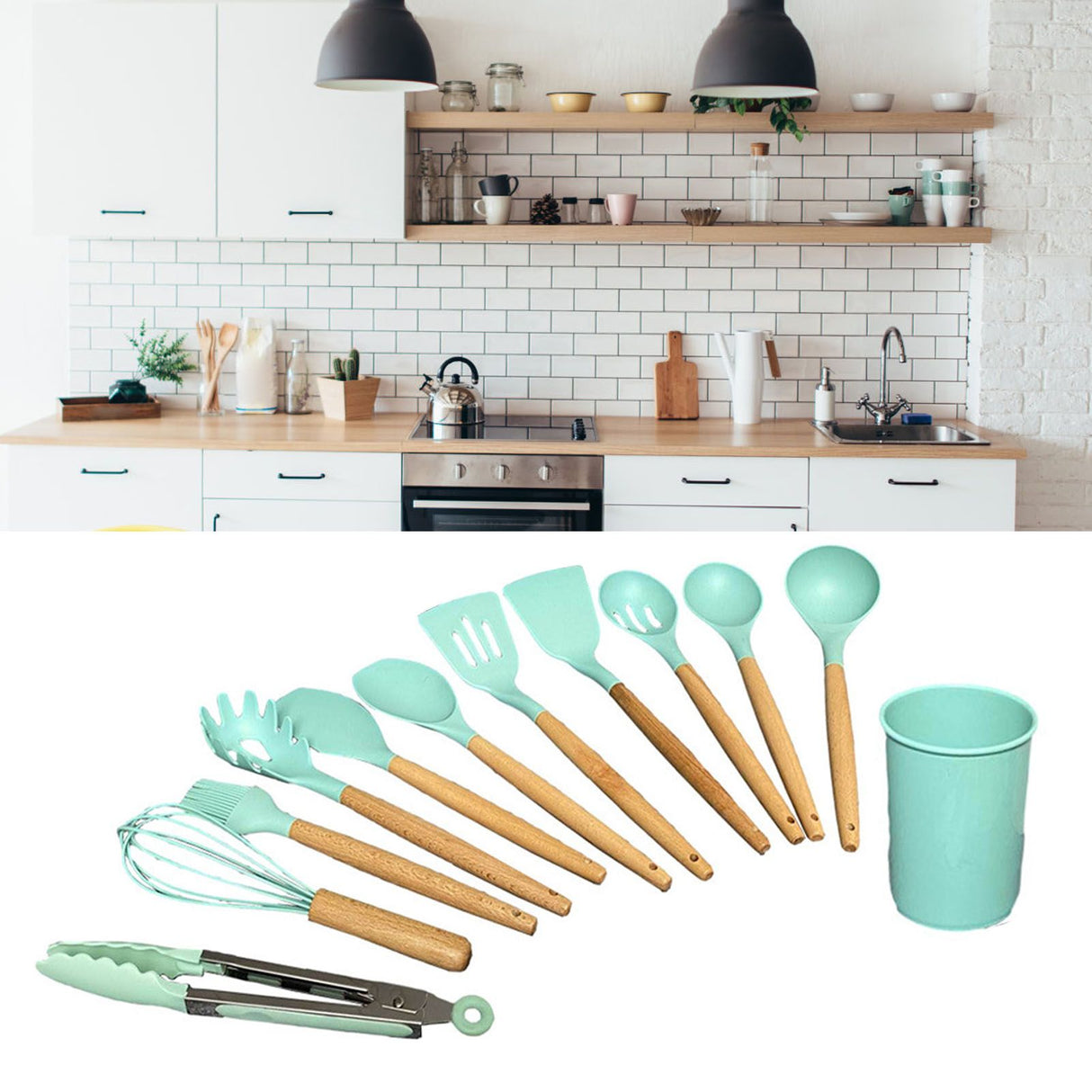 12pcs Nylon Cooking Utensil Set BPA Free Heat Resistant Prevents Stick Kitchen Utensil Set for Kitchen Tool