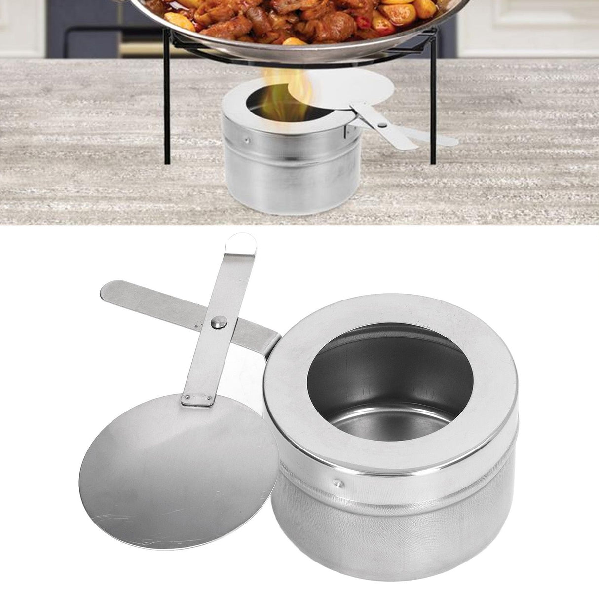 Wax Heating Furnace with Handle and Cover Stainless Steel Portable Food Heating Stove Cup