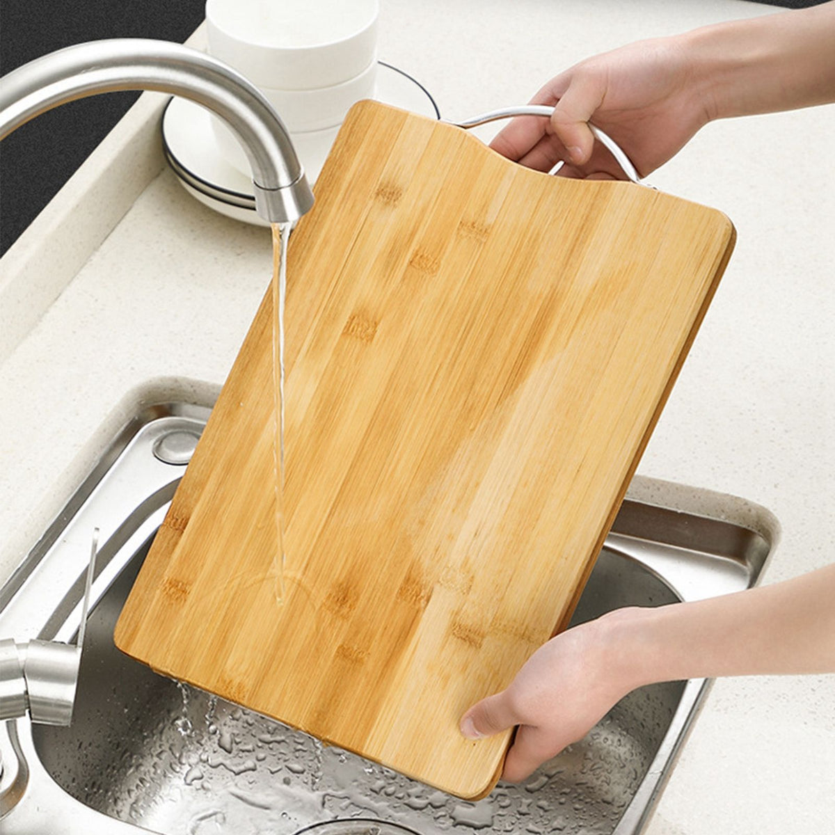 3 Pcs Bamboo Cutting Board Double Sided Double Use Different Sizes Wood Cutting Board Set for Home