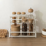 Spice Rack Organizer Seasoning Bottle Jar Shelf Multifunctional Home Kitchen Organizing Storage Rack Double Layer - Rear View