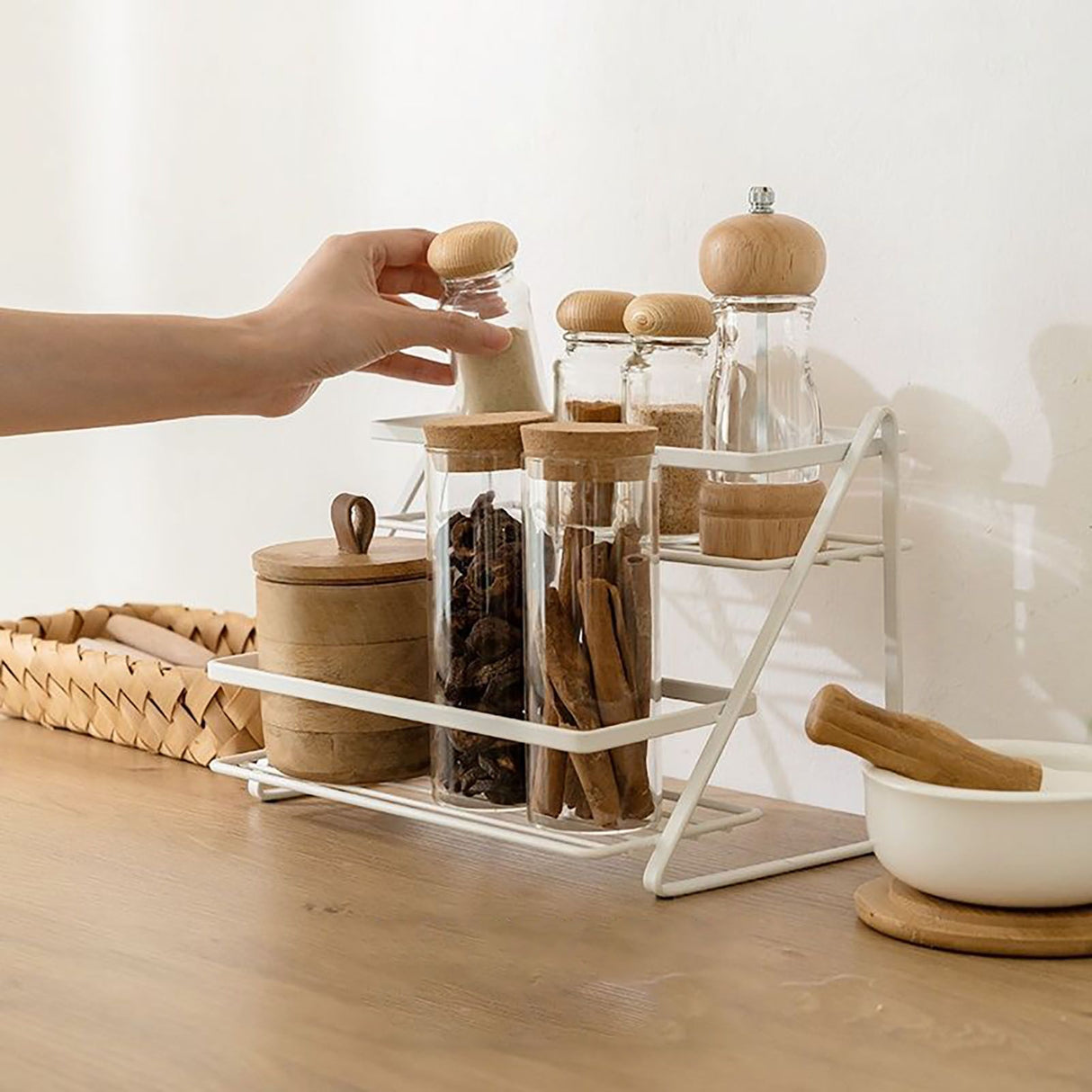 Spice Rack Organizer Seasoning Bottle Jar Shelf Multifunctional Home Kitchen Organizing Storage Rack Double Layer