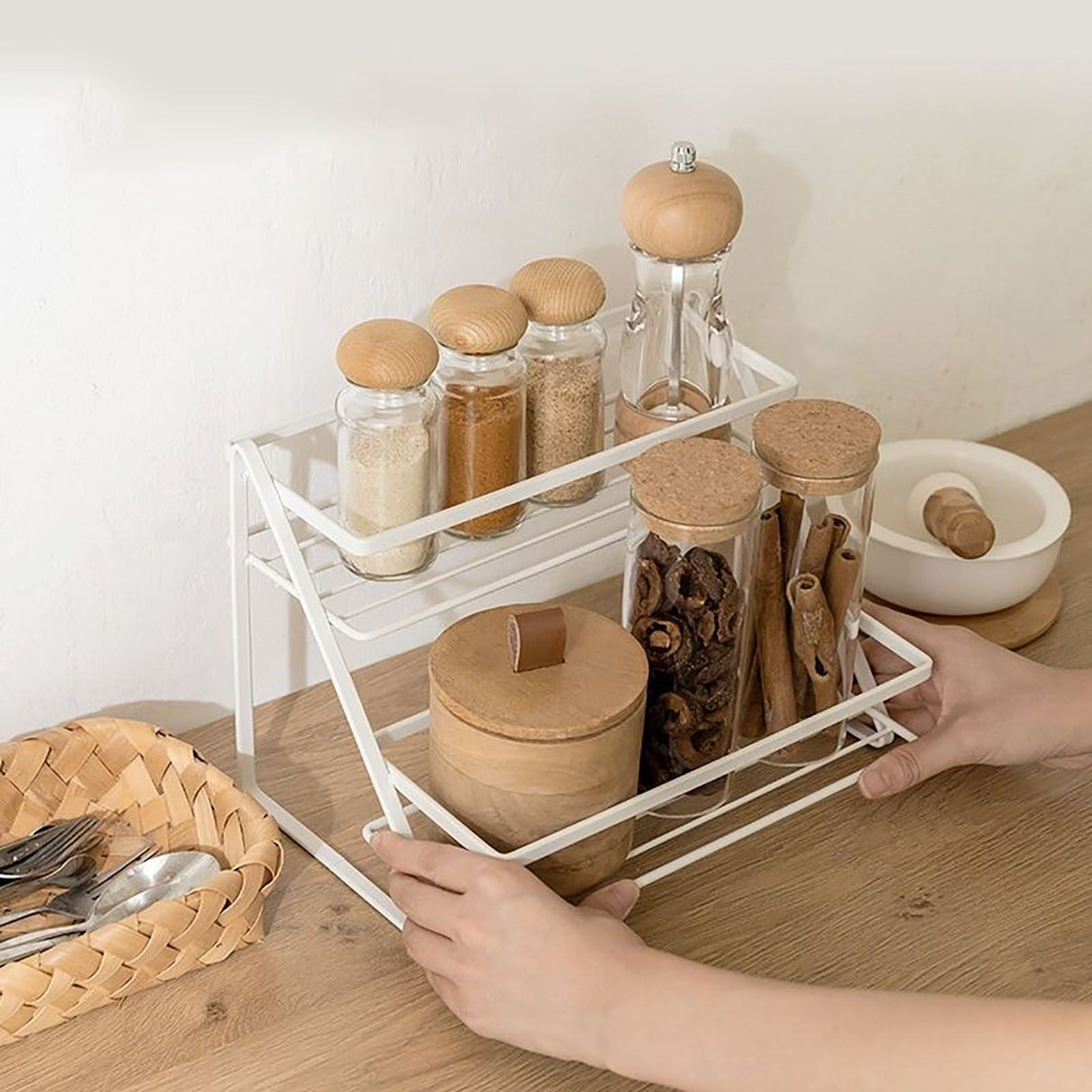 Spice Rack Organizer Seasoning Bottle Jar Shelf Multifunctional Home Kitchen Organizing Storage Rack Double Layer