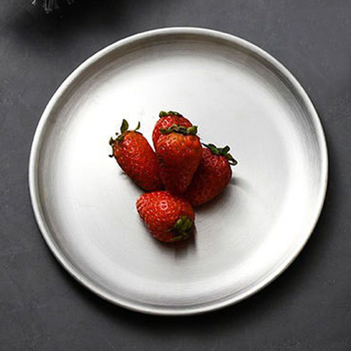 Stainless Steel Round Pizza Pan Tray Diameter 11.8in Round Brushed Metal Dinner Plates for Cake Dessert Fruit Western Cuisine