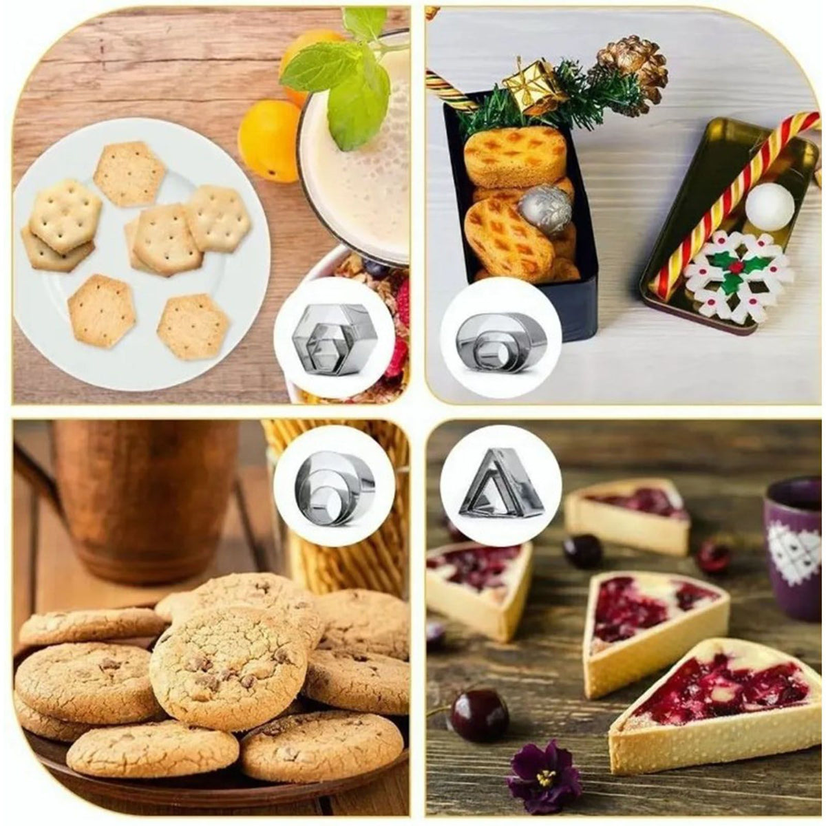 24pcs Metal Biscuit Cutters Set Food Grade BPA Free Stainless Steel Biscuit Molds for Biscuits Chocolate Cake