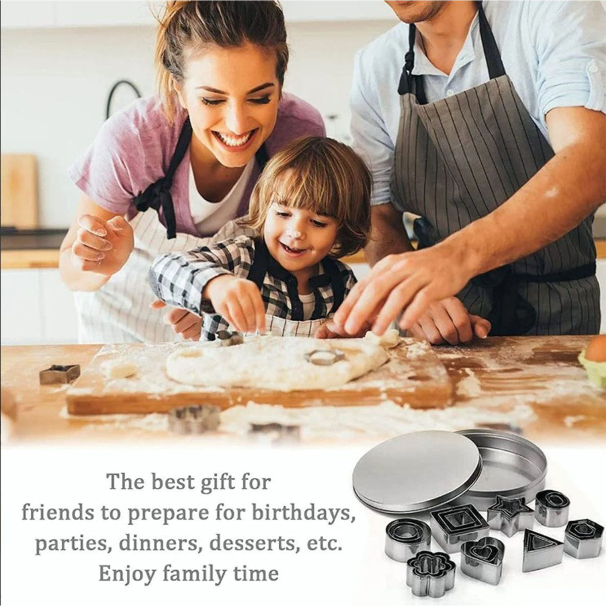 24pcs Metal Biscuit Cutters Set Food Grade BPA Free Stainless Steel Biscuit Molds for Biscuits Chocolate Cake