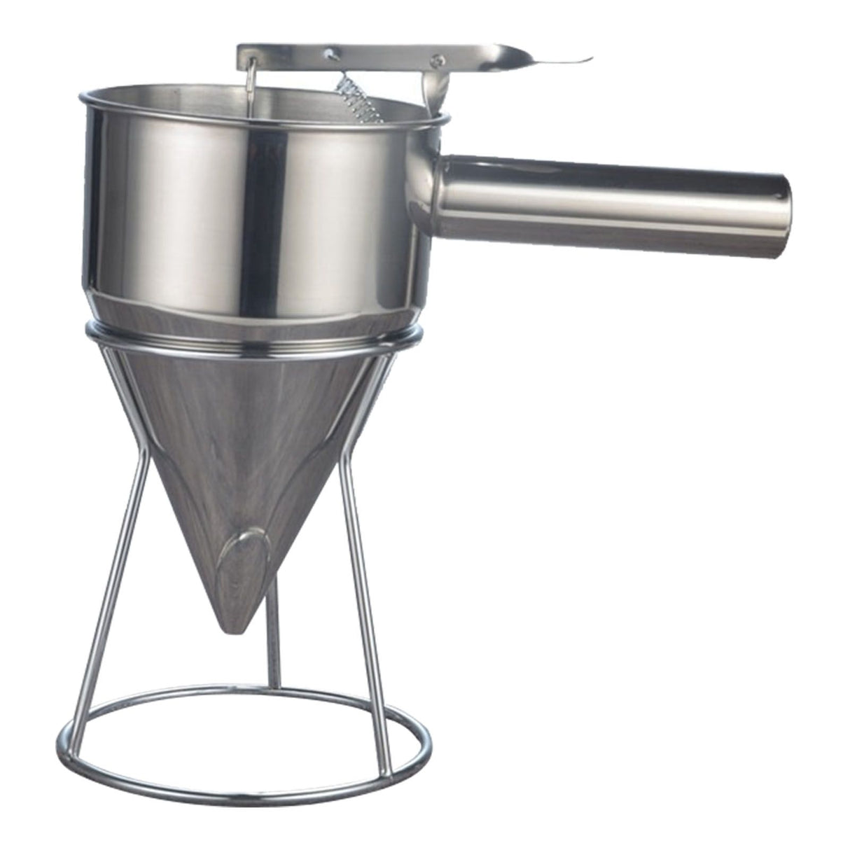 Stainless Steel Pancake Batter Dispenser Baking Cake Funnel Dispenser with Stable Rack for Takoyaki Ball Waffles