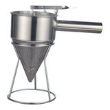 Stainless Steel Pancake Batter Dispenser Baking Cake Funnel Dispenser with Stable Rack for Takoyaki Ball Waffles