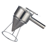 Stainless Steel Pancake Batter Dispenser Baking Cake Funnel Dispenser with Stable Rack for Takoyaki Ball Waffles - Front View