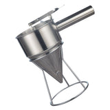 Stainless Steel Pancake Batter Dispenser Baking Cake Funnel Dispenser with Stable Rack for Takoyaki Ball Waffles - Side View