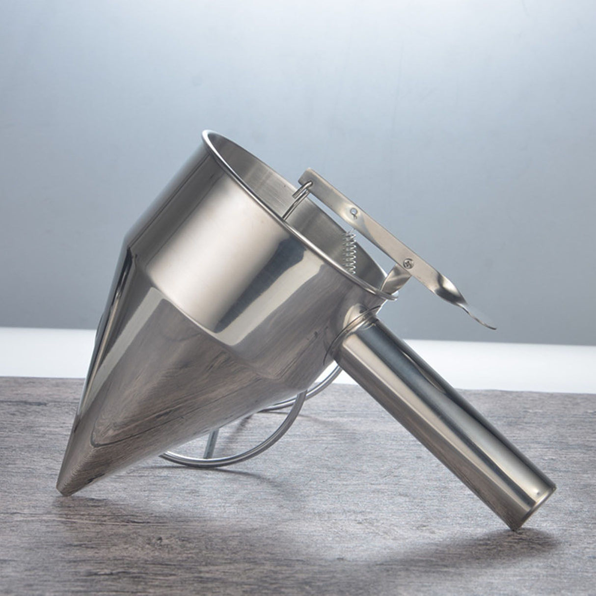 Stainless Steel Pancake Batter Dispenser Baking Cake Funnel Dispenser with Stable Rack for Takoyaki Ball Waffles