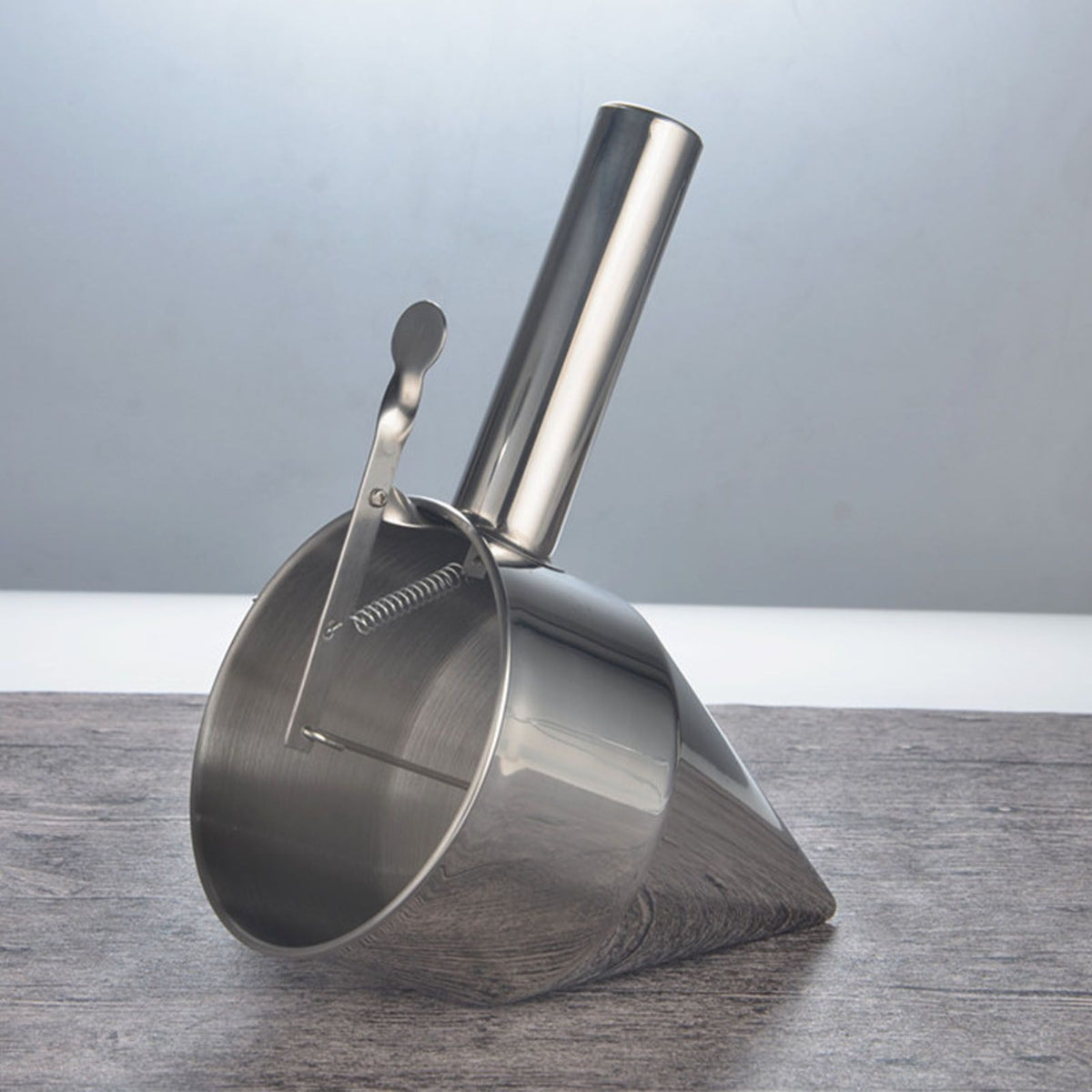 Stainless Steel Pancake Batter Dispenser Baking Cake Funnel Dispenser with Stable Rack for Takoyaki Ball Waffles