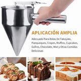Stainless Steel Pancake Batter Dispenser Baking Cake Funnel Dispenser with Stable Rack for Takoyaki Ball Waffles