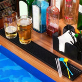 60x8x1CM Bar Rail Mat PVC Black Antiskid Bar Service Spill Mat for Coffee Hairdressing - Rear View