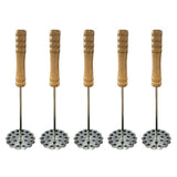 5pcs Potato Masher Portable Stainless Steel Wooden Handle Manual Spud Smasher Kitchen Tool