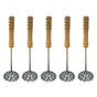 5pcs Potato Masher Portable Stainless Steel Wooden Handle Manual Spud Smasher Kitchen Tool