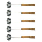 5pcs Potato Masher Portable Stainless Steel Wooden Handle Manual Spud Smasher Kitchen Tool