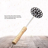 5pcs Potato Masher Portable Stainless Steel Wooden Handle Manual Spud Smasher Kitchen Tool