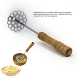 5pcs Potato Masher Portable Stainless Steel Wooden Handle Manual Spud Smasher Kitchen Tool - Extra Image