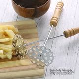 5pcs Potato Masher Portable Stainless Steel Wooden Handle Manual Spud Smasher Kitchen Tool - Extra Image