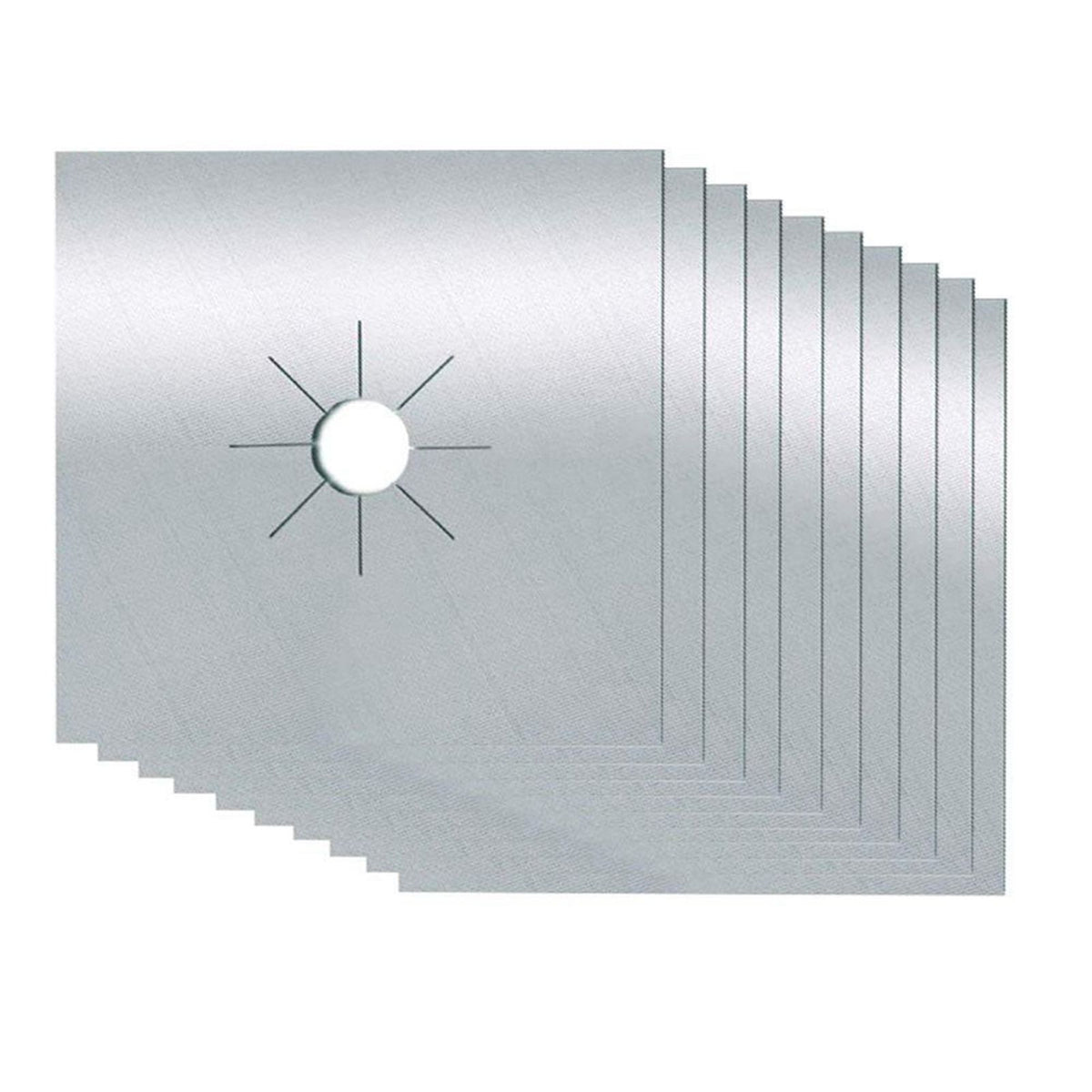 10pcs Gas Range Stove Cover Thickness 0.2mm Waterproof Reusable Heat Resistant Fiberglass Gas Stove Protector Pad Silver