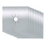 10pcs Gas Range Stove Cover Thickness 0.2mm Waterproof Reusable Heat Resistant Fiberglass Gas Stove Protector Pad Silver