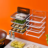 Wall Mounted Food Sorting Tray 4 Layers Storage Tray Collapsible Side Dish Stacking Storage for Hotpot Kitchen Grey
