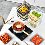 Wall Mounted Food Sorting Tray 4 Layers Storage Tray Collapsible Side Dish Stacking Storage for Hotpot Kitchen Grey