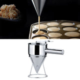 Stainless Steel Pancake Batter Dispenser Funnel 1200ML Large Capacity Conical Funnel with Rack Handle 21mm Aperture - 45-Degree Angle