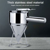 Stainless Steel Pancake Batter Dispenser Funnel 1200ML Large Capacity Conical Funnel with Rack Handle 21mm Aperture - Extra Image