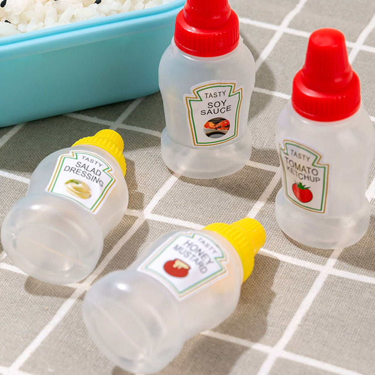 Plastic Mini Bento Soy Sauce Bottles Squeeze Salad Dressing Bottles Portable Sauce Containers