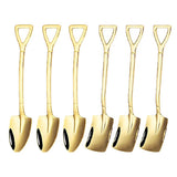 6Pcs Shovel Spoon Set 15cm Stainless Steel Square Shovel Spoon and Pointed Shovel Spoon Set for Home Outdoor Office Titanium