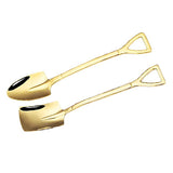 6Pcs Shovel Spoon Set 15cm Stainless Steel Square Shovel Spoon and Pointed Shovel Spoon Set for Home Outdoor Office Titanium - Side View