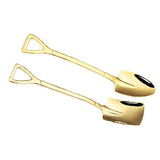 6Pcs Shovel Spoon Set 15cm Stainless Steel Square Shovel Spoon and Pointed Shovel Spoon Set for Home Outdoor Office Titanium - Top-Down View