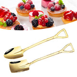 6Pcs Shovel Spoon Set 15cm Stainless Steel Square Shovel Spoon and Pointed Shovel Spoon Set for Home Outdoor Office Titanium - 45-Degree Angle