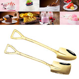 6Pcs Shovel Spoon Set 15cm Stainless Steel Square Shovel Spoon and Pointed Shovel Spoon Set for Home Outdoor Office Titanium - Rear View