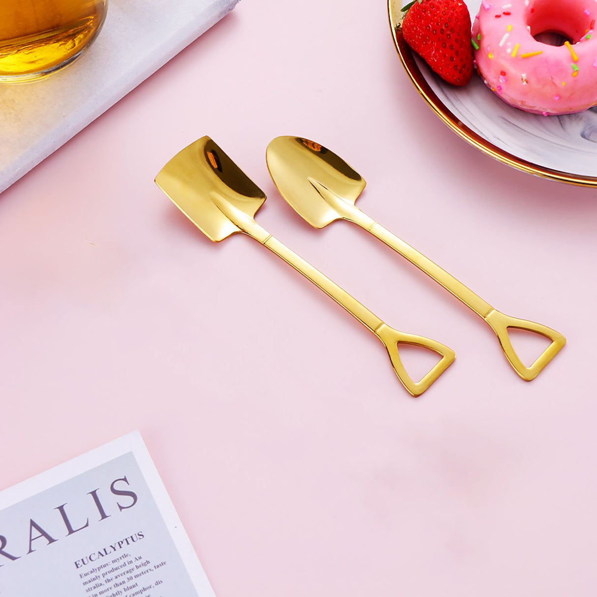 6Pcs Shovel Spoon Set 15cm Stainless Steel Square Shovel Spoon and Pointed Shovel Spoon Set for Home Outdoor Office Titanium
