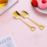 6Pcs Shovel Spoon Set 15cm Stainless Steel Square Shovel Spoon and Pointed Shovel Spoon Set for Home Outdoor Office Titanium - Extra Image
