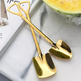 6Pcs Shovel Spoon Set 15cm Stainless Steel Square Shovel Spoon and Pointed Shovel Spoon Set for Home Outdoor Office Titanium