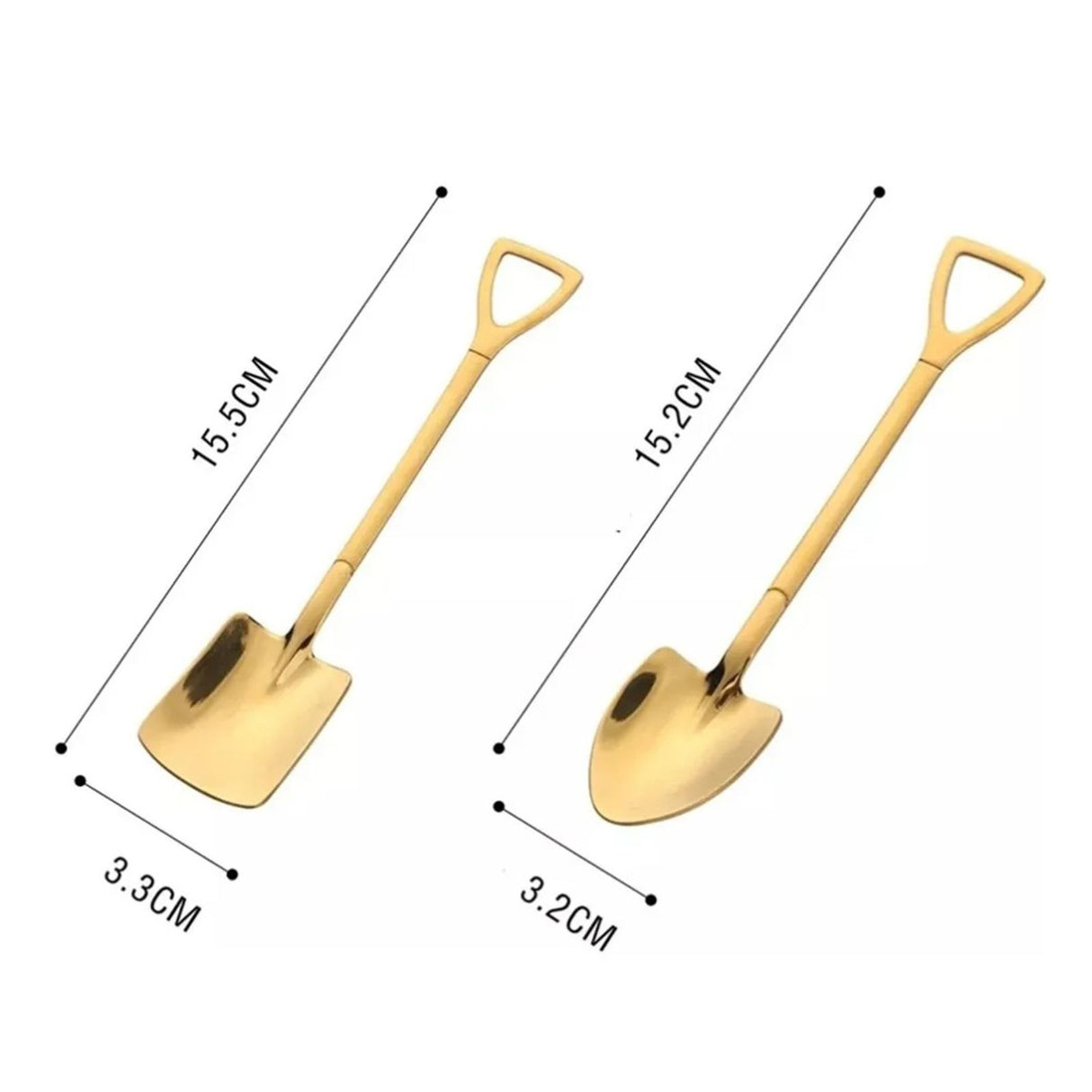6Pcs Shovel Spoon Set 15cm Stainless Steel Square Shovel Spoon and Pointed Shovel Spoon Set for Home Outdoor Office Titanium