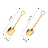 6Pcs Shovel Spoon Set 15cm Stainless Steel Square Shovel Spoon and Pointed Shovel Spoon Set for Home Outdoor Office Titanium - Extra Image