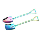 6Pcs Shovel Spoon Set 15cm Stainless Steel Square Shovel Spoon and Pointed Shovel Spoon Set for Home Outdoor Office Colorful - Side View