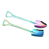6Pcs Shovel Spoon Set 15cm Stainless Steel Square Shovel Spoon and Pointed Shovel Spoon Set for Home Outdoor Office Colorful