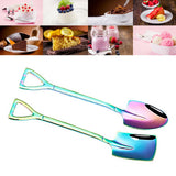 6Pcs Shovel Spoon Set 15cm Stainless Steel Square Shovel Spoon and Pointed Shovel Spoon Set for Home Outdoor Office Colorful - Rear View