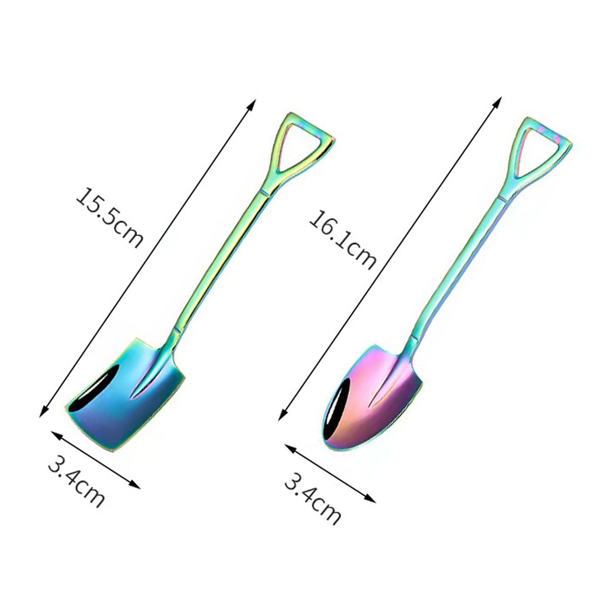 6Pcs Shovel Spoon Set 15cm Stainless Steel Square Shovel Spoon and Pointed Shovel Spoon Set for Home Outdoor Office Colorful
