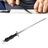 10in Knife Sharpener Stick Professional Honing Blade Sharpening Rod Stick for Home Business Black