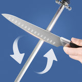 10in Knife Sharpener Stick Professional Honing Blade Sharpening Rod Stick for Home Business Black