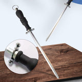 10in Knife Sharpener Stick Professional Honing Blade Sharpening Rod Stick for Home Business Black